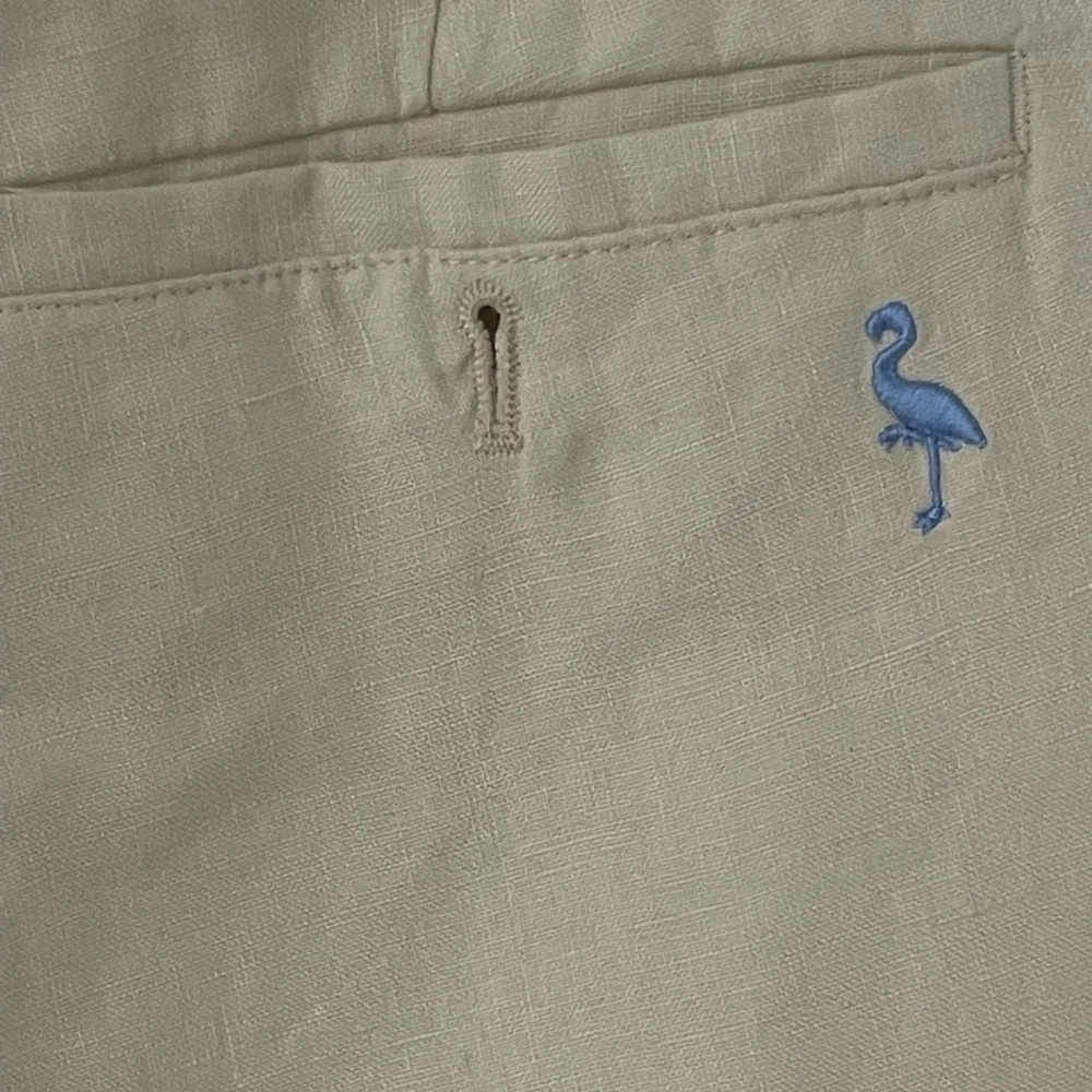 Tailorbyrd Mens 100% Linen Beige 38x32 Relaxed Fit Flat Front Pants